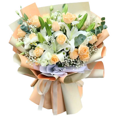广元19朵香槟玫瑰百合，你是我的真爱