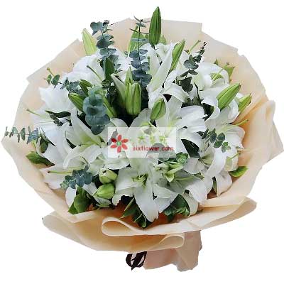广元9支白色多头百合，祝福你幸福